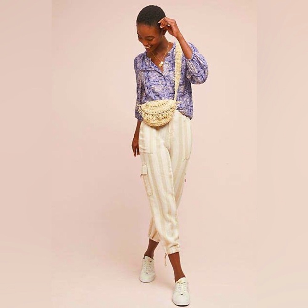 Anthro Akemi + Kin Purple Floral Paisley Print Buttondown Blouse Top - Picture 3 of 14
